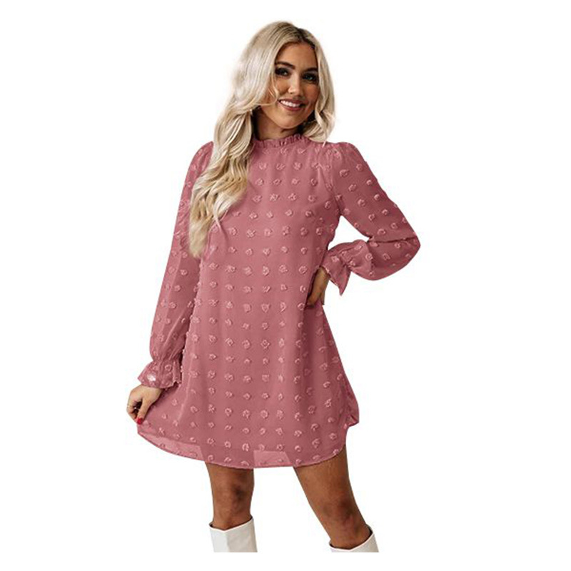 

2021 Cross-border Autumn and Winter Lace Collar Puff Sleeve Chiffon Embroidery Hair Ball Dress Skirt Dress Women, Black;gray