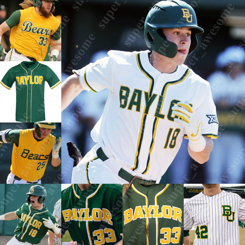 

Baylor Bears Jersey Jared McKenzie Max Muncy Andy Thomas Luke Boyd Cole Stasio Tre Richardson Nolan Rodriguez Chase Wehsener Beau Wimpee Kyle Harper Jacob Ashkinos, Yellow sleeveless