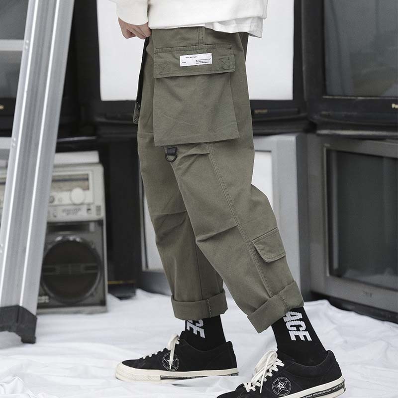 

2021 New Oversized Mode Harm Cargo for Men and Women Casual Pants Loose Hip Hop Jogges 3lm8, Army green.
