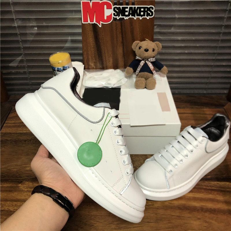 

Top Quality Men Women Designer Casual Shoes 3M Reflective Genuine Leather Sneaker Fashion Womens Velet Soft Massage Outdoor Platform Trainers Sneakers With Box, Customize