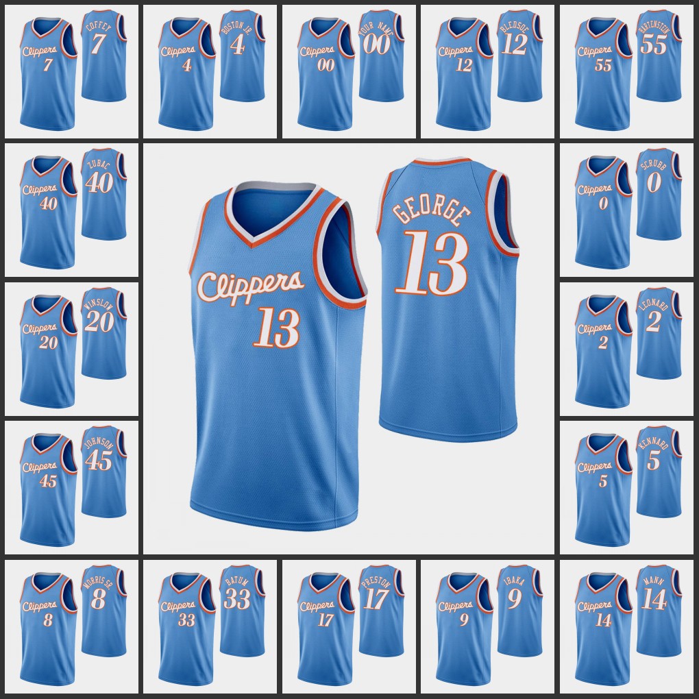 

Basketball Jersey Los Angeles's Clippers's Men Paul George Kawhi Leonard Jason Preston Jason Preston 75th Anniversary Custom Blue Jerseys 20, Color17