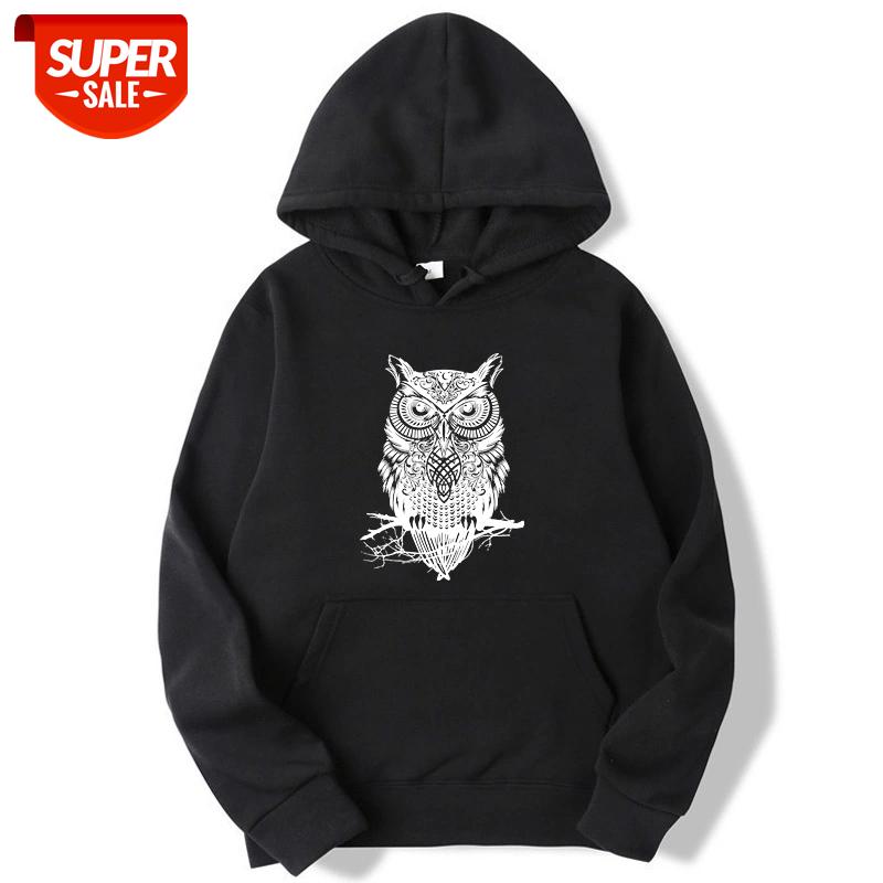 

Fashion Brand Men's Hoodies owl printing Blended cotton Spring Autumn Male Casual hip hop Hoodies Sweatshirts hoodie #9B7g, Black