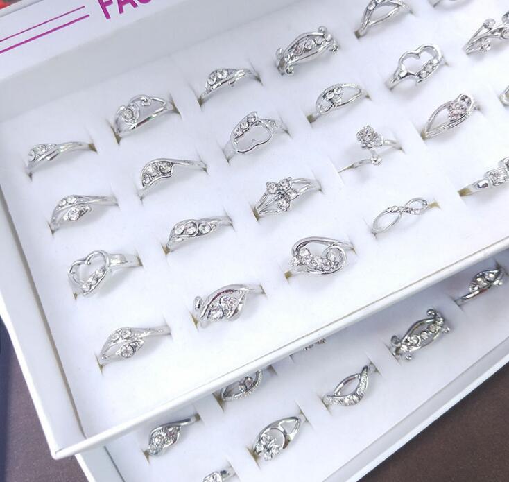 

Fashion silver accessories white zircon Rhinestone various women's Rings Wholesale promotion price 100pcs/lot