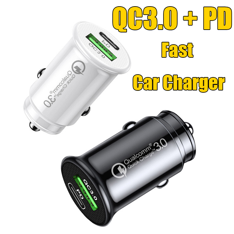 

PD Fast Car Charger QC 3.0 Quick Charger Type-C USB Plug New Mini Size Power Adaptor For Iphone Samsung Fast charging 18W