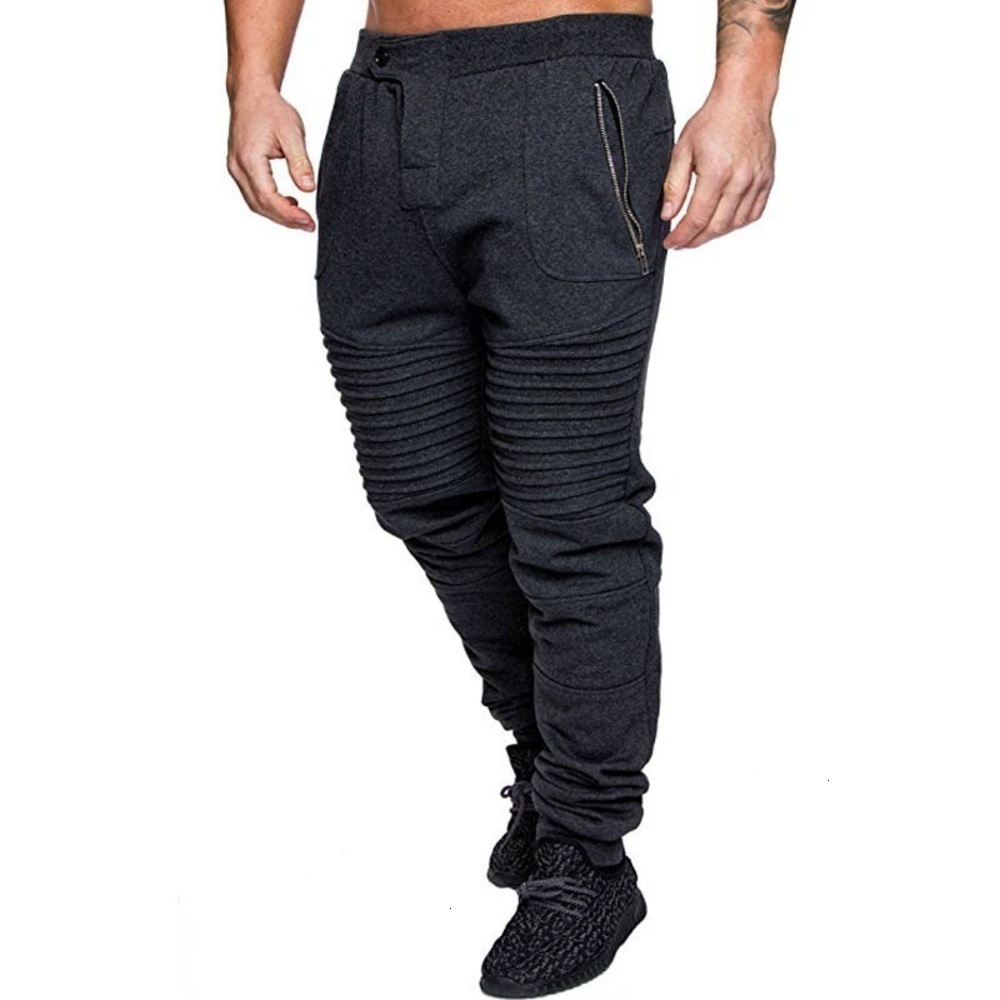 

European size 2021 men's casual pants with pleated decoration, Black
