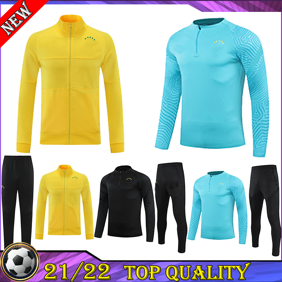 

21 22 brasils jacket soccer jerseys football tracksuits Survetement long sleeve shirts 2021 2022 P.COUTINHO G.JESUS bRAZILS tracksuit, Black;gray