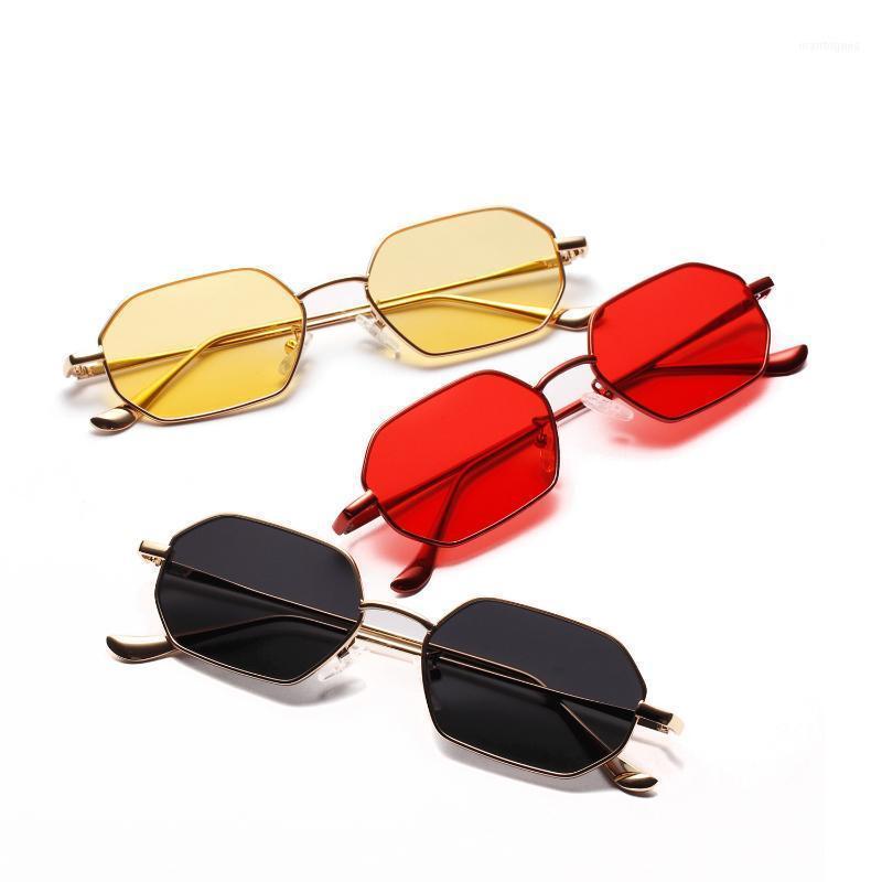 

Sunglasses Women Retro Classic Small Polygon Men Luxury Vintage Black Mirrors Colour Transparent Lens Sun Glasses UV4001