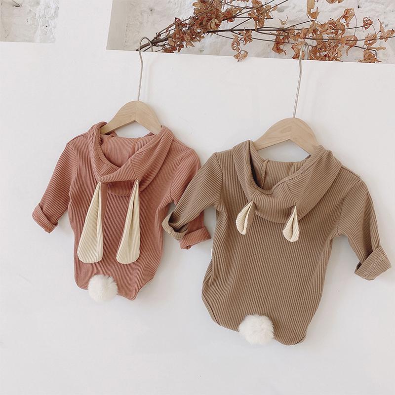 

Jumpsuits Baby Boys Girls Clothes 2021 Spring Infant Hooded Rompers Long Sleeve Children Clothinng, Ml119 brown