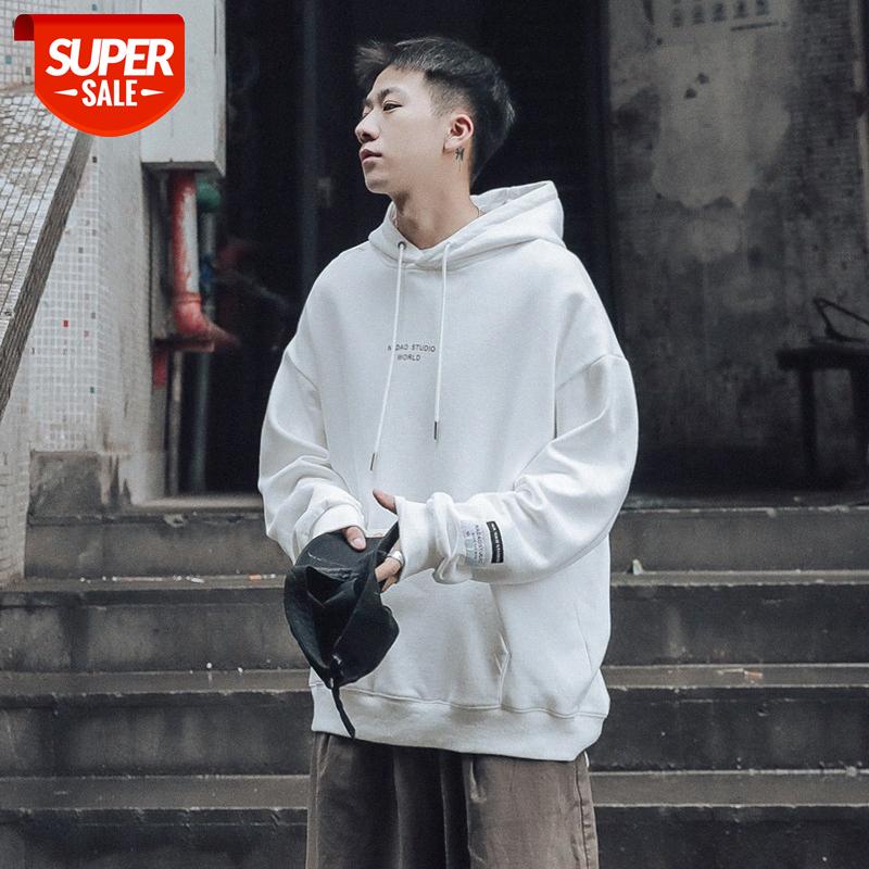 

INTFEDAY Korean style Xiaoqing simple letter printing plus velvet thick sweater men and women bf loose sports hoodie #n653, Black