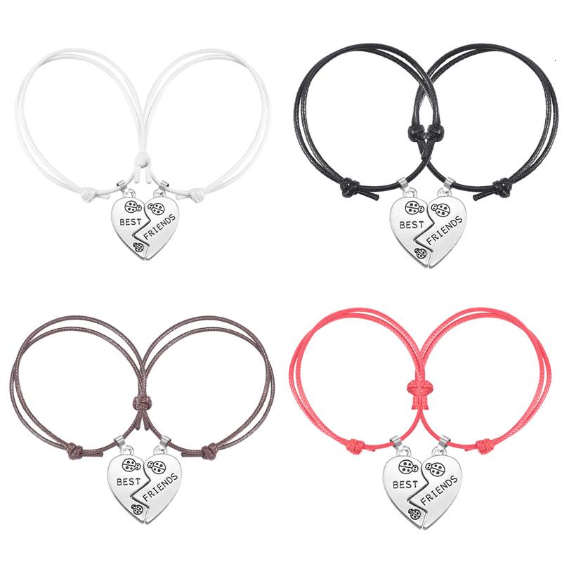 

Bangle 2Pc Female Good Friend Series Bracelet Stitching Heart-shaped Carving Insect Shape Pendant Fashion Girl Jewelry Gift 2021