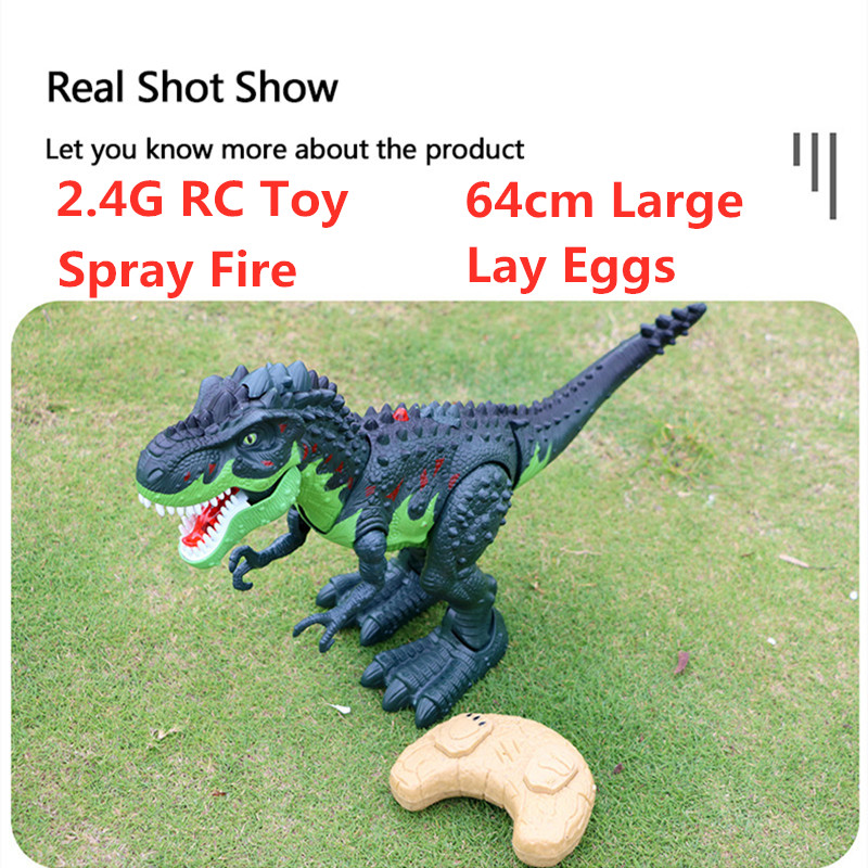 

46CM big size Remote Control Dinosaur robot 2.4G RC Spray Dinosaur Can Lay Eggs Spray Fire speaking walking Sound Effect Gifts, Green