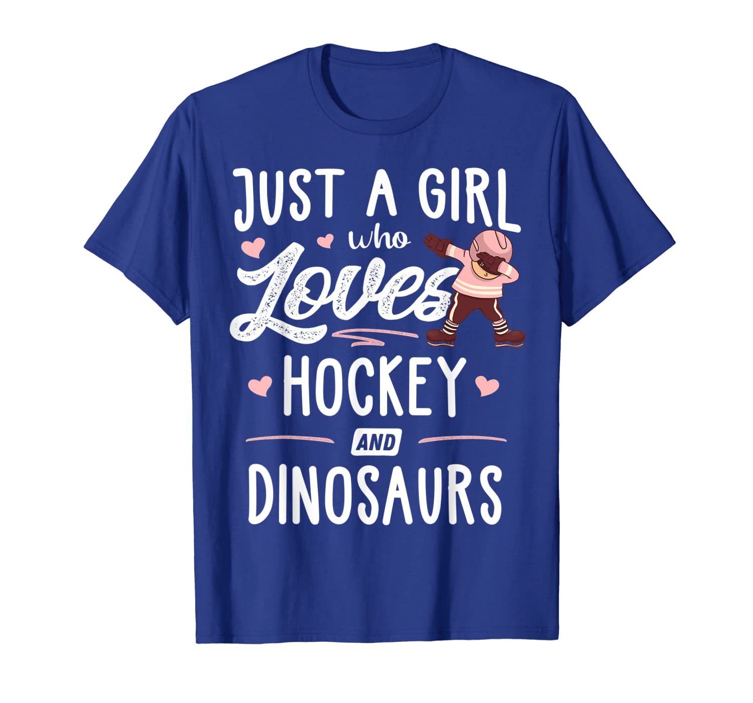 

Just A Girl Who Loves Hockey And Dinosaurs Gift Women T-Shirt, White;black