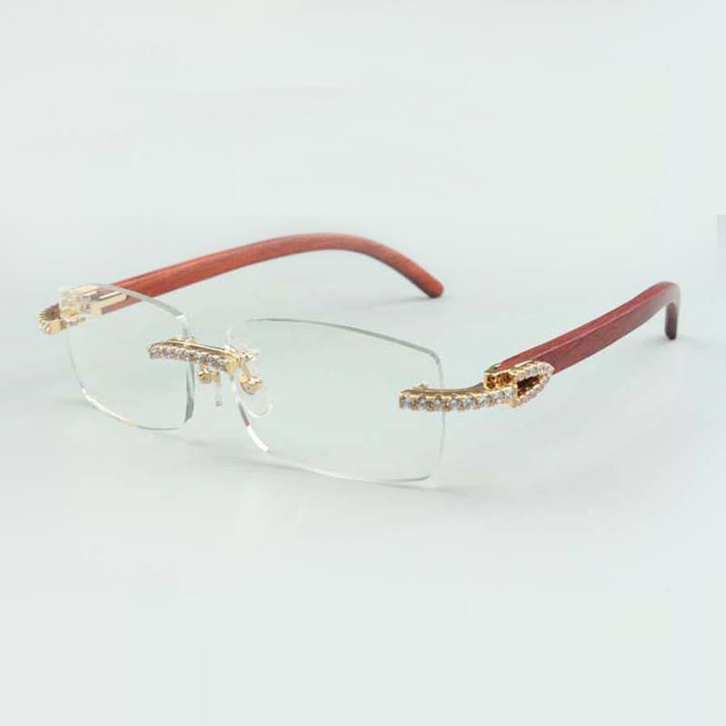 

2021 designers glasses frame endlesses diamonds 3524012 for men women natural original wooden glasses, size: 55-18-135mm