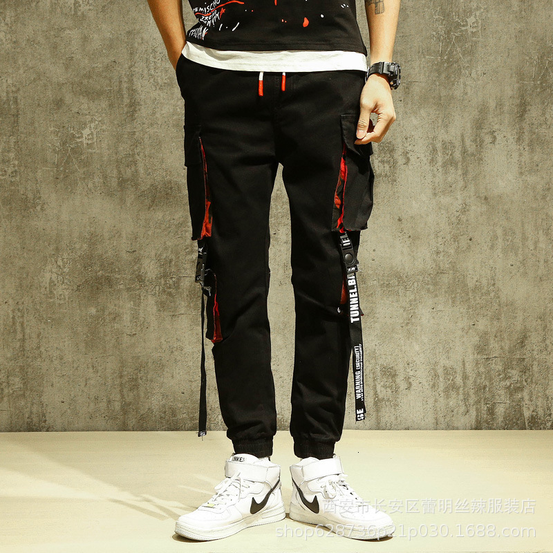 

2021 New Side Pockets Ribbon Buckles Harem Hip Hop Casual Joggers Pants Streetwear Fashion Sweatpants Trousers Wjd4, 01