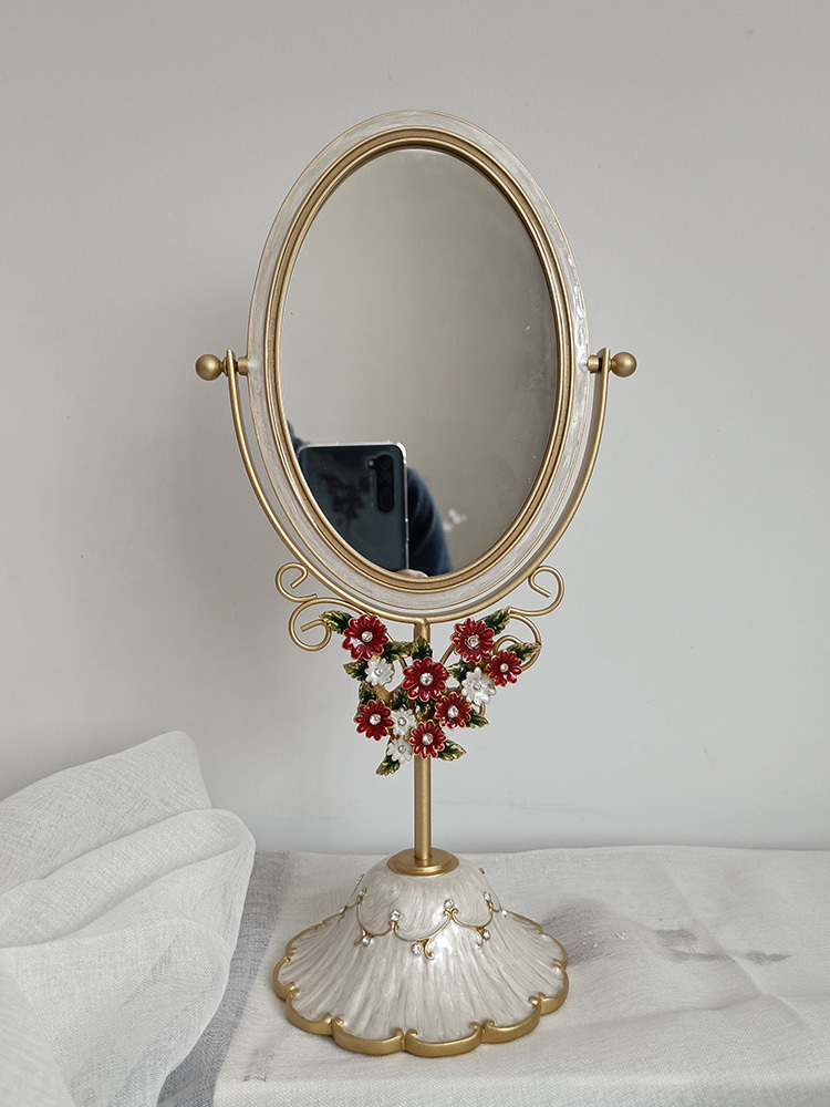 

Enamel Double-Sided Desktop Makeup Home Retro Dressing Princess Nordic Girl Wedding Mirror