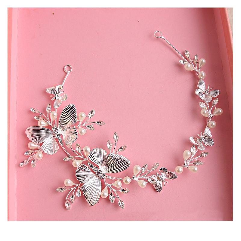 

Luxurious Crystal Pearl Butterfly Soft Wedding Bridal Tiara Headbands Bride Headpiece Women Hair Ornaments Jewelry Acc qylPLz