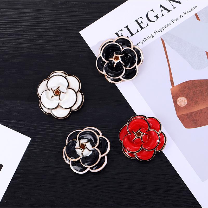 

Pins, Brooches Korea Fashion Big Enamel Camellia For Women Catwalk Cute Flower Badge Brooch Pins Brand Top Quality Jewelry Z273