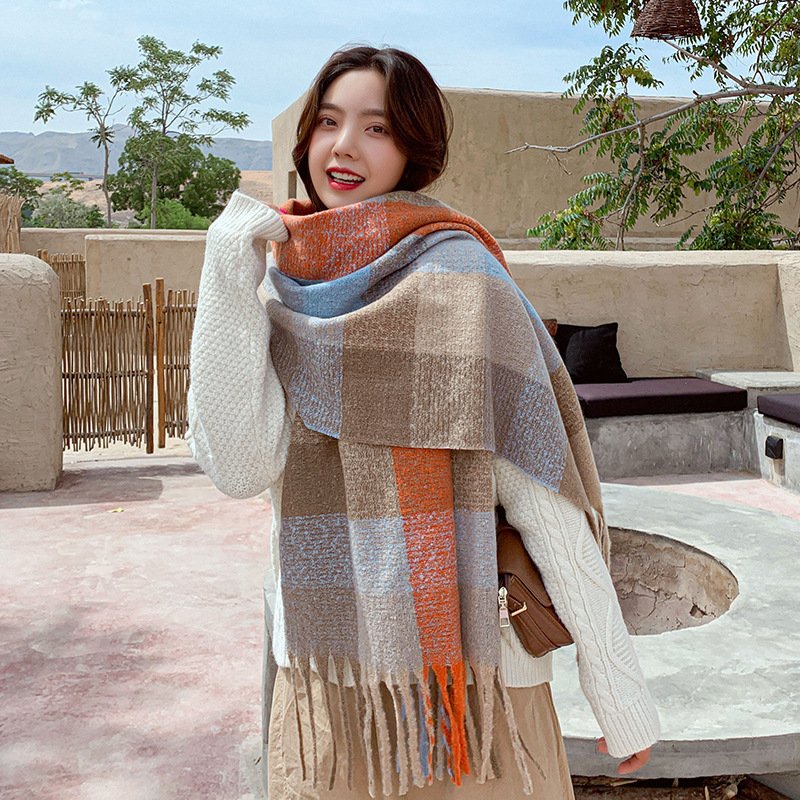 

Autumn and Winter New Womens Scarf Square Thick Comb Bristle Scarf Knitted Warm Scarf Thickened Wholesale
