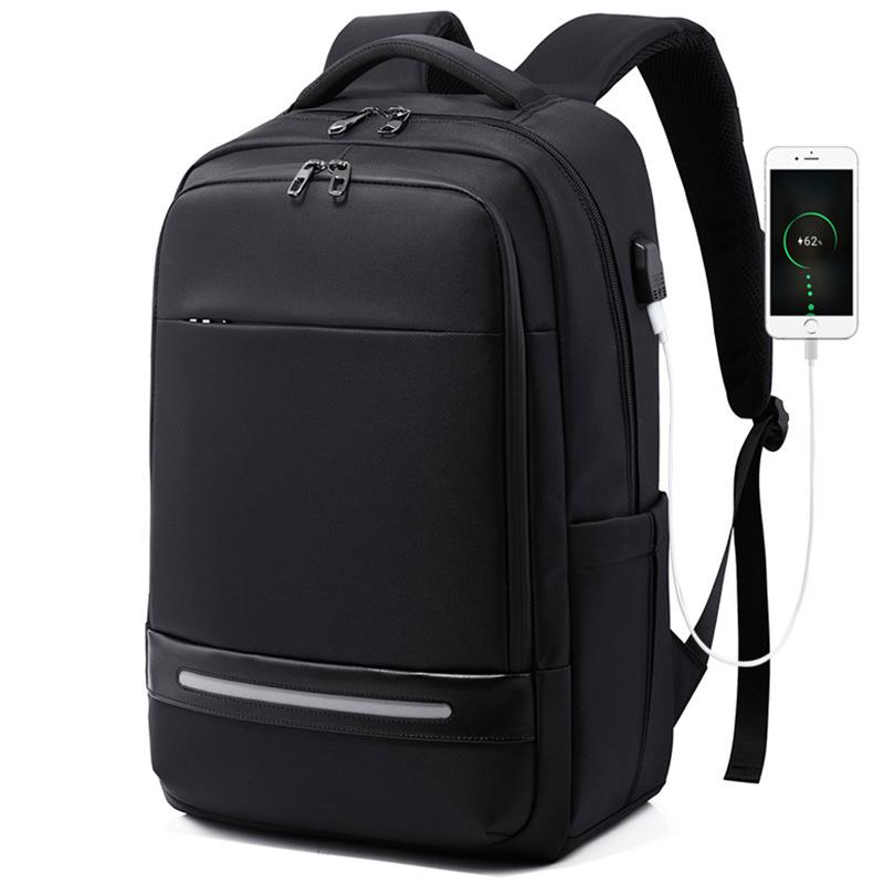 

Backpack Custom Simple USB Oxford Cloth Computer Men's Bag Casual Business, Black