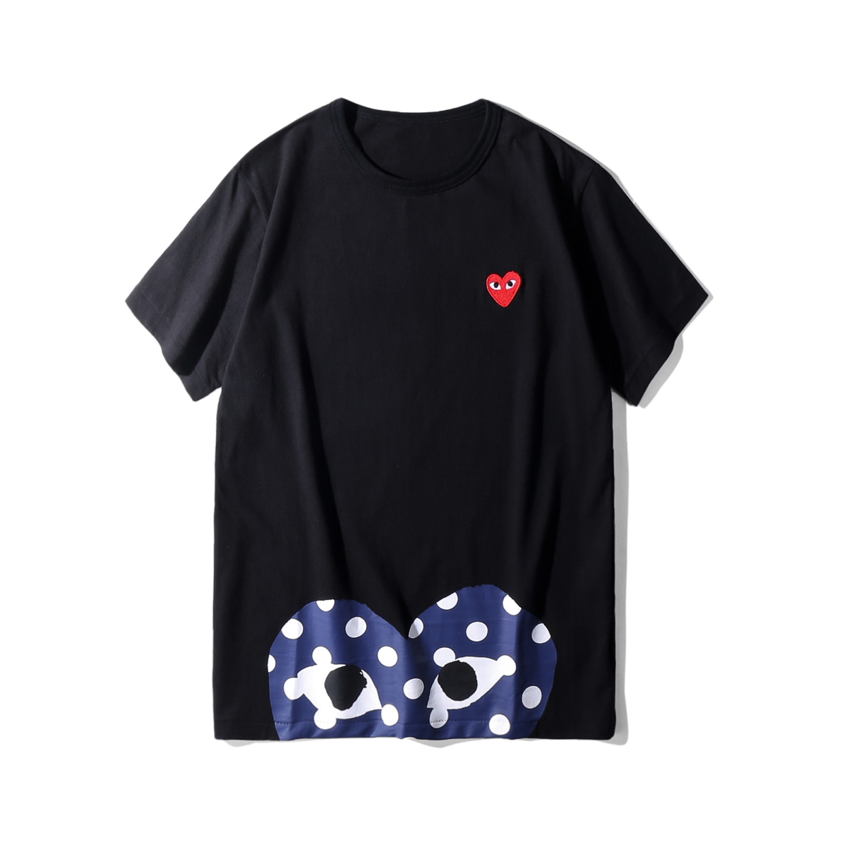 

Europe Unisex 22 color Summer Men T Shirts Women fashion Printed embroidery Double Camouflage Black red heart play GARCONS Men's casual, White;black