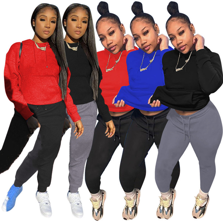 

Embroidery Women Tracksuits casual jogger suit cotton hoodies Two piece sets fall winter clothing long sleeve sweatshirt+leggings 5743, Mix color