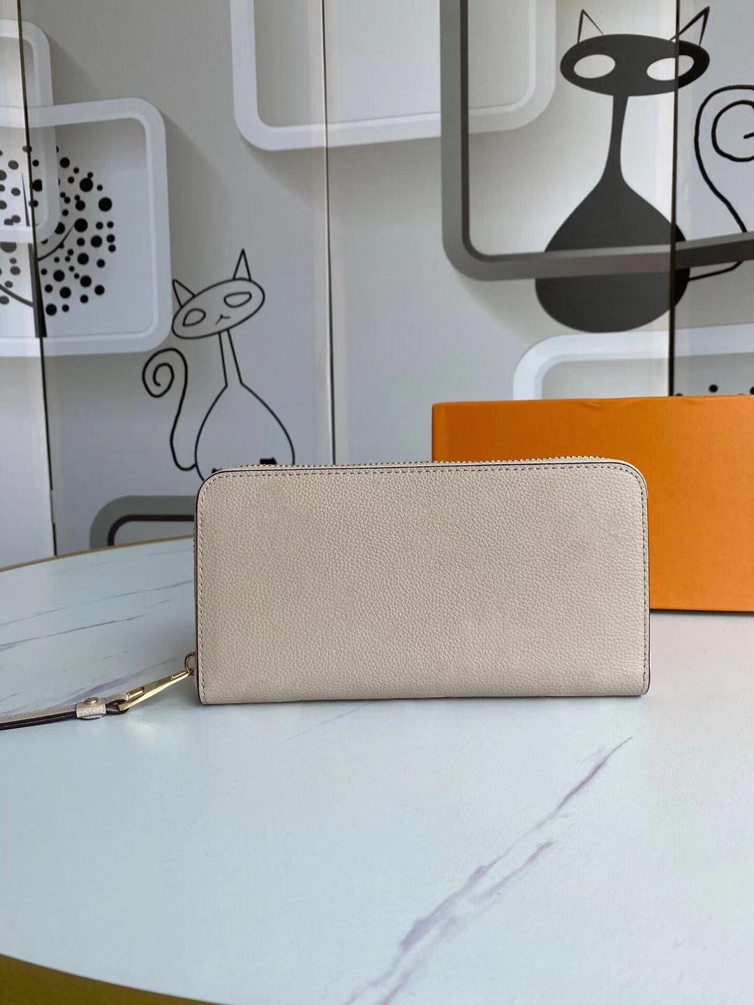 

EMPREINTE LEATHER ZIPPY COIN PURSE Long Wallets M69794 Womens Floral Compact Zip Around Wallet Card Holder Case Mini Pochette Accessoires Key Pouch, Grey