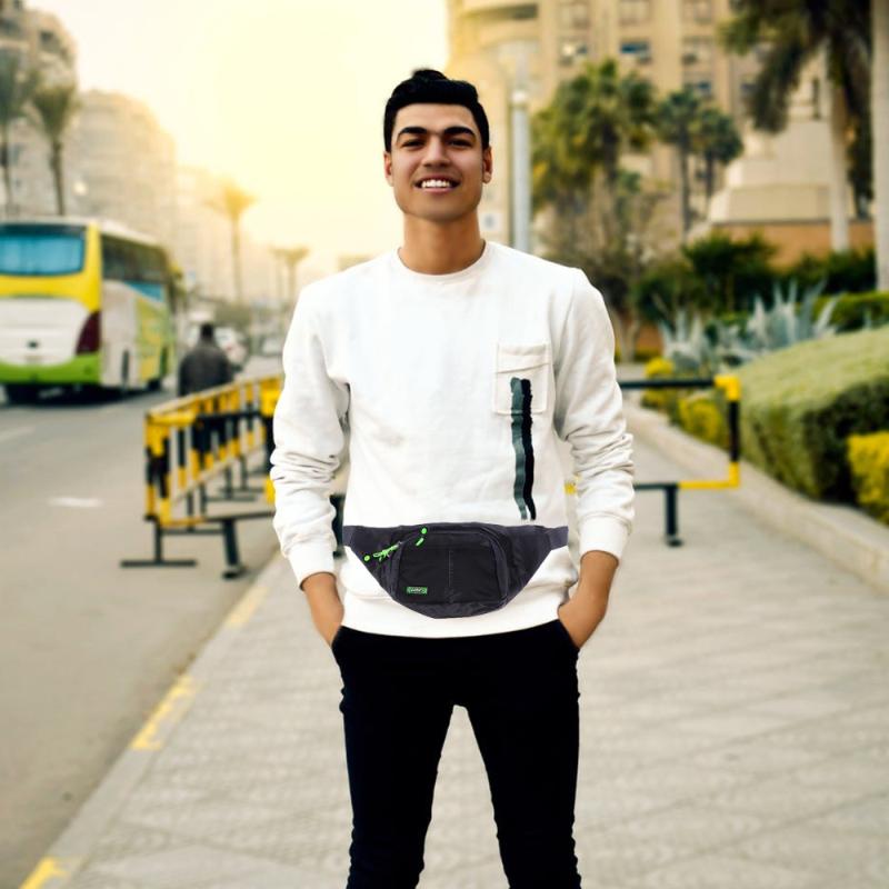 

Stuff Sacks Outdoor Waist Bag Stylish Casual Chest Durable Crossbody Pouch Sports Phone Four-layer Zipper For Man (Black)
