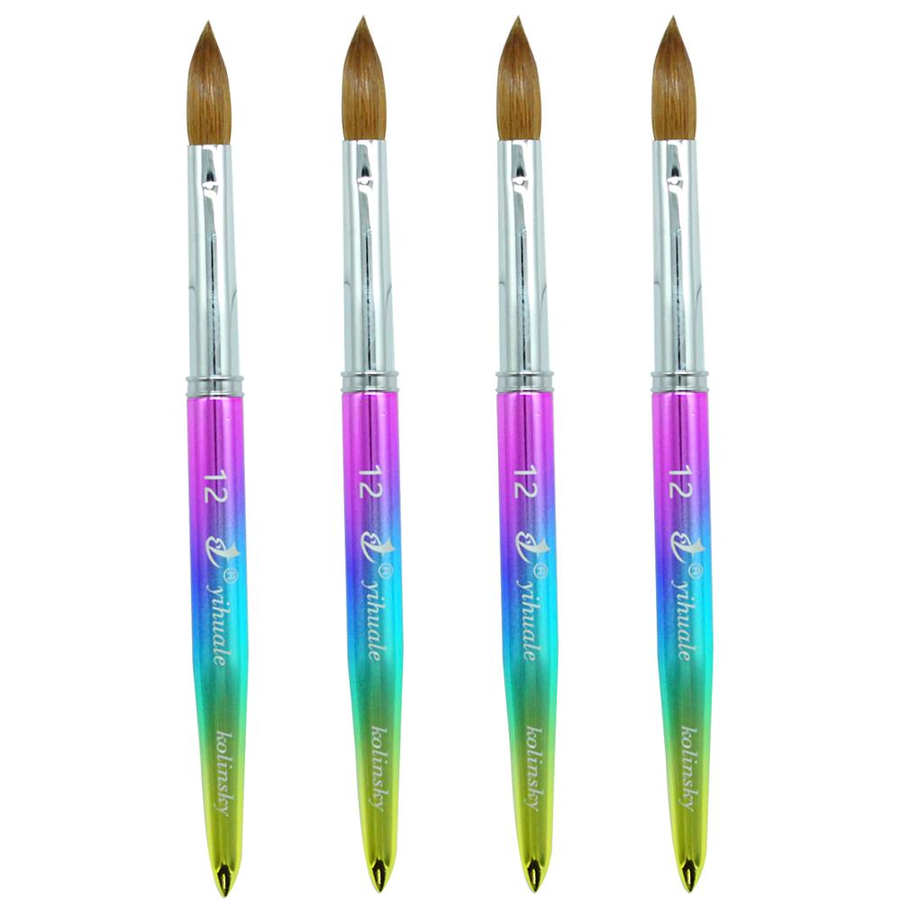 

Eval Rainbow 100% Kolinsky Sable Hair Brush Metal Handle Acrylic Nail Brush UV GEL Nail Art Tool for Acrylic Manicure Powder, Yellow