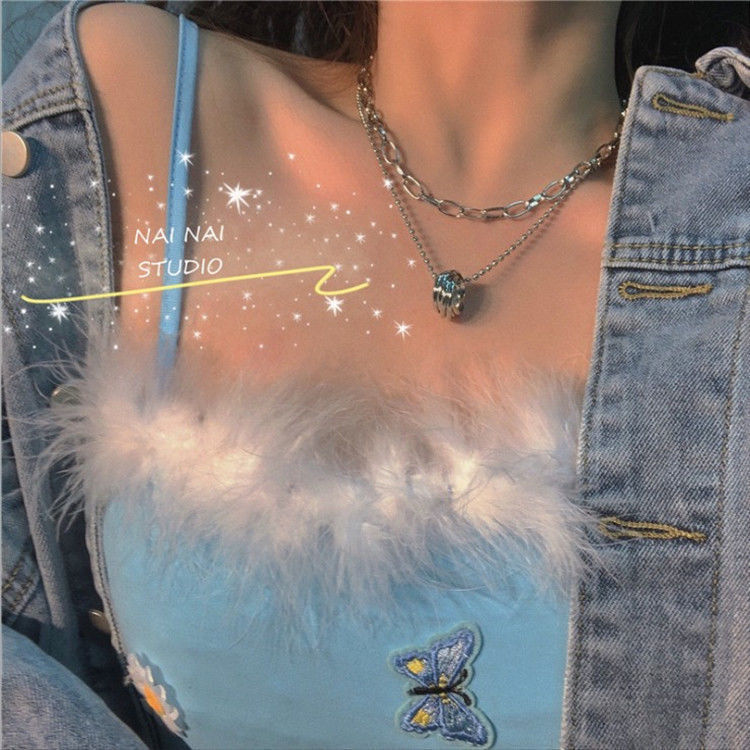 

Wind Multi-layer Ring Temperament Necklace Cold Wind Fashion Sexy Lock Chain Collar Necklace Spring and Summer Female