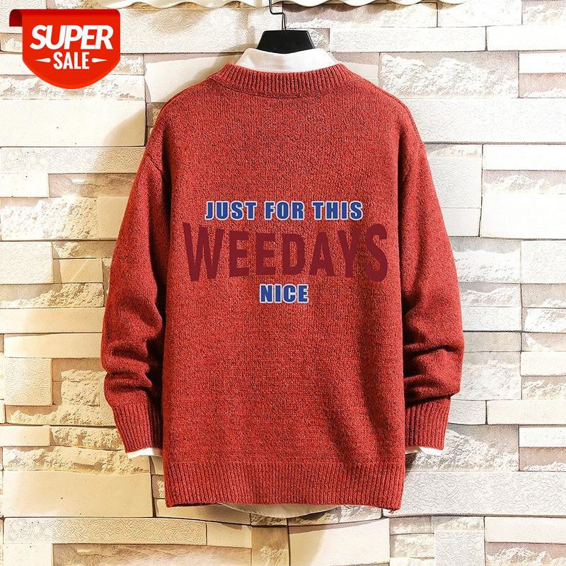 

2021 New Sweaters Men'S Black Blue Red Long Sleeves Autumn Winter Pullover Knitted O-Neck Plus OverSize 5XL #yZ6y, White;black