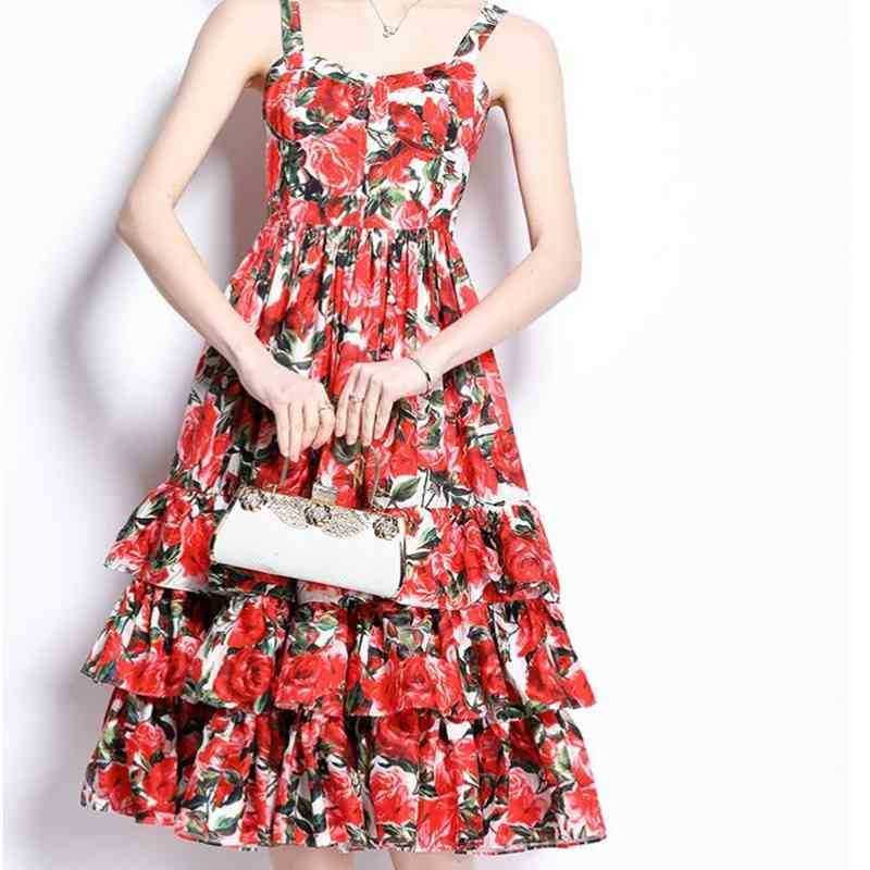 

ZAWFL Designer Magazine Floral Ruffles Luxury Party Dinner Dresses Women Summer A Line Vestidos Elbise Frocks Lady 210525, Picture color