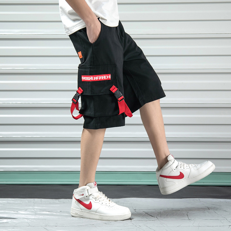 

2021 Streetwear Men's Shorts Knee Length Summer New Fashion Printed Hiphop Men Short Mens Beach Pants Loose Oyk7, Black