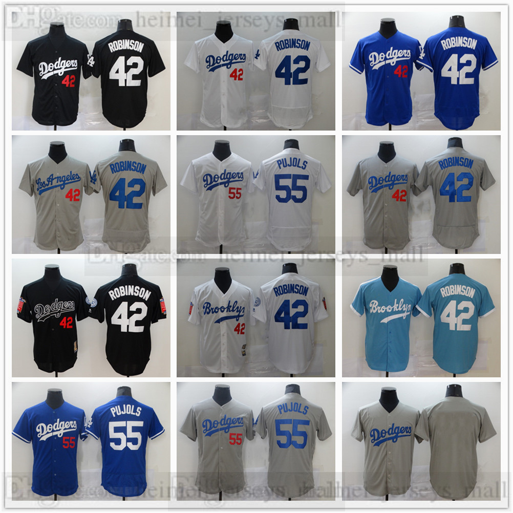 

2021 Stitched Baseball Jersey 55 Orel Hershiser 42 Jackie Robinson Jerseys Retro Black White Yellow Blank No Number Name for Man Size S-XXXL, Blue;black