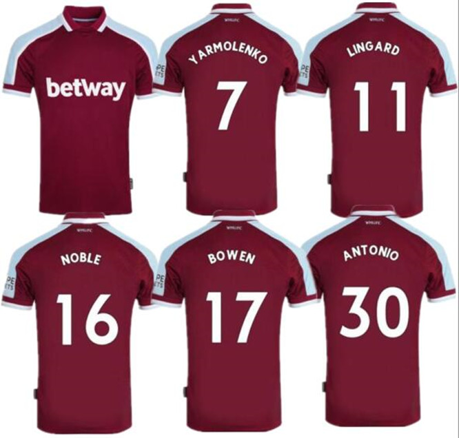 

Top thailand 21 22 WEST soccer jersey 2021 2022 LINGARD HAM ANDERSON UNITED RICE NOBLE football shirt men
