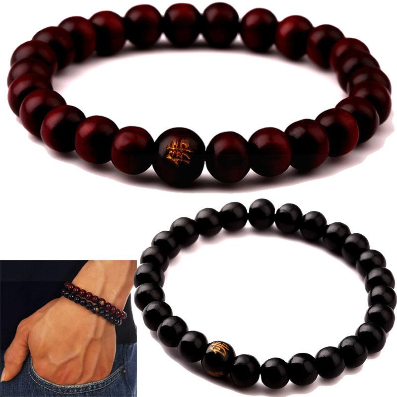 

Charm Bracelets Men Women Wood Beads Rappers Hip Hop Jewelry Gifts Sandalwood Chinese Buddhist Buddha Meditation Prayer Bead Bracelet, Golden;silver