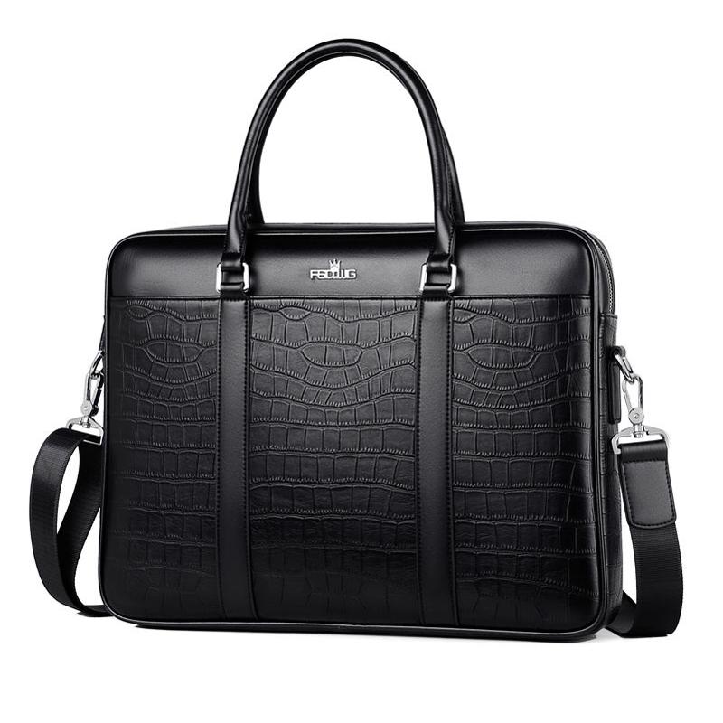 

2021 Luxury Alligator Cow Genuine Leather Business Men's Briefcase Male Briefcase Shoulder Bag Men Messenger Laptop Computer Bag, Black