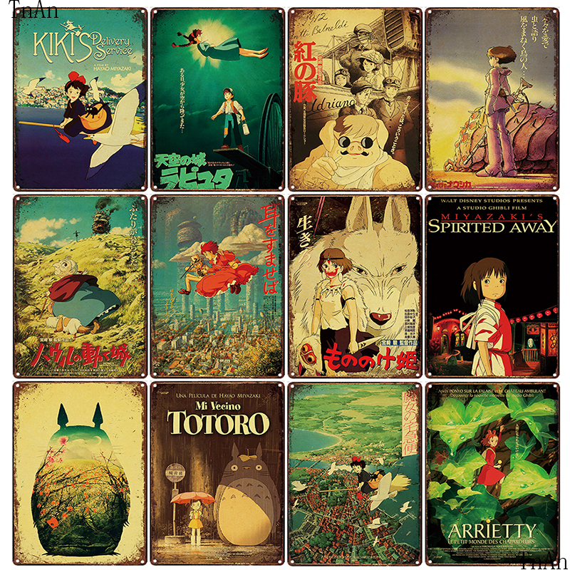 

2021 Japan Classic Anime Movie Metal Poster Tinplate Plaque Vintage Tin Sign Art Iron Painting Indoor Kid Room Bar Cafe Wall Decor 20*30 cm