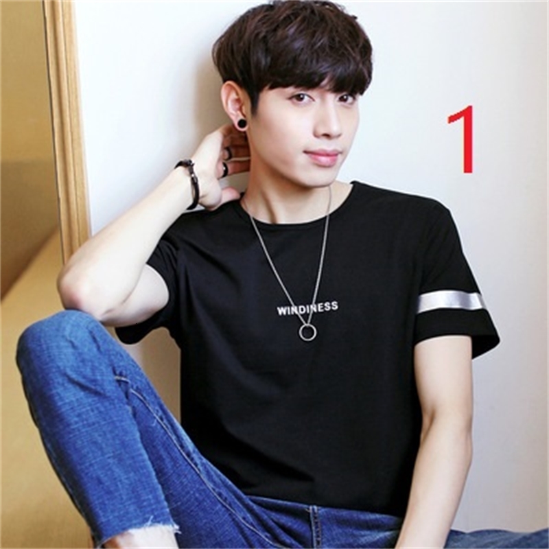 

2021 New Summer Men's Casual Youth Loose Short-sleeved Cotton Printed Round Neck T-shirt D22p