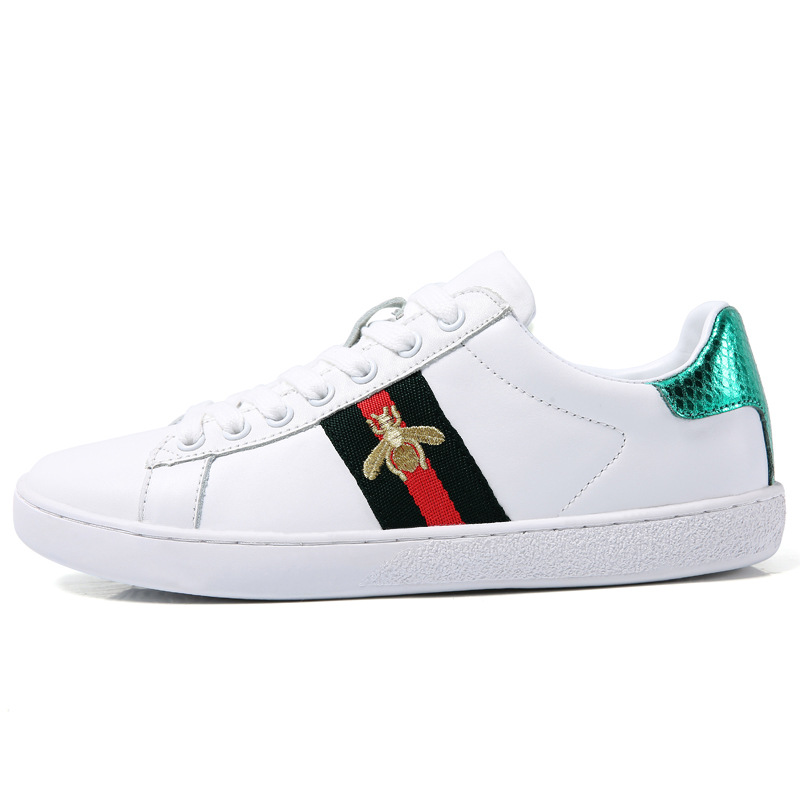 

Top quality men women sports leisure shoes lace up Ace Bee striped flat walking training embroidery, Black
