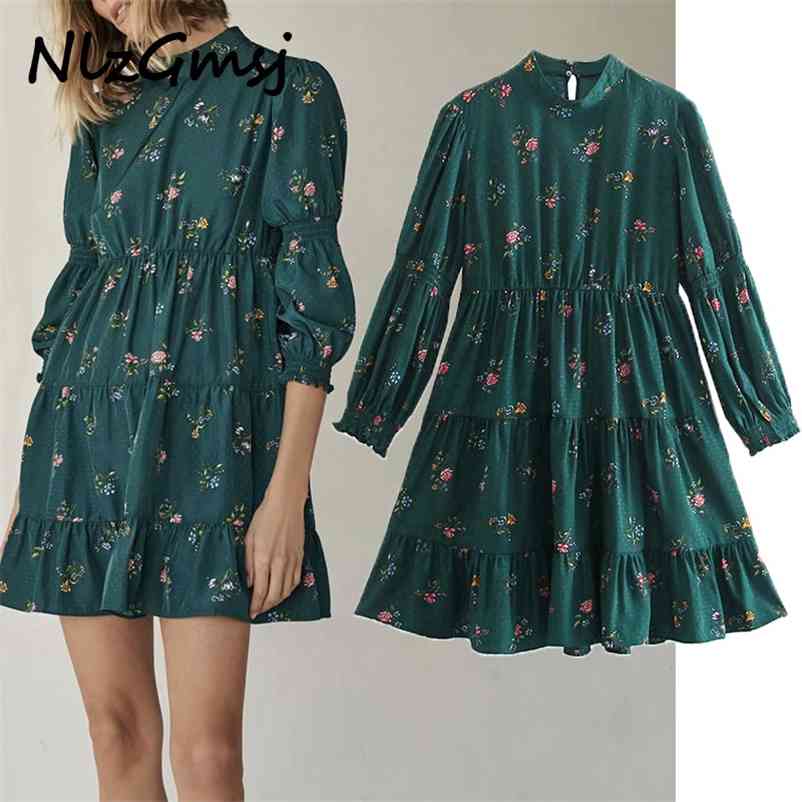 

Dres Vintage O Neck Floral Print Straight Mini Ladies Long Sleeve Vestido De Fiesta Noche 03 210628, As picture