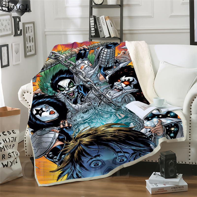 

CLOOCL New Rock Band Kiss Band 3D Print Street Style Air Conditioning Blanket Teens Bedding Throw Blankets Plush Quilt