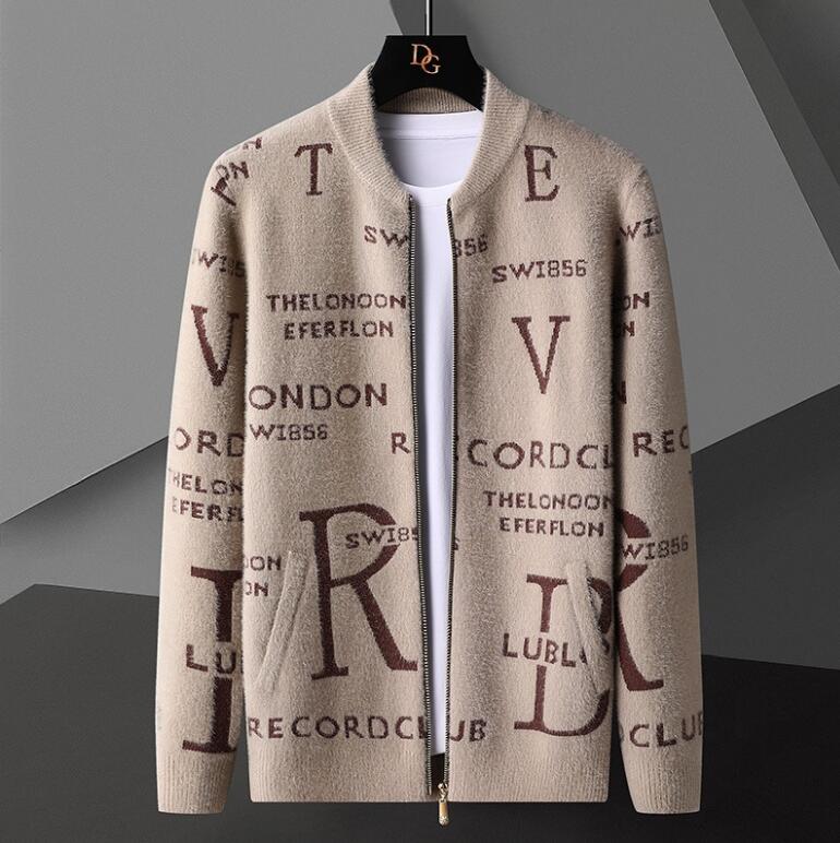 

Net red same style autumn 2021 men's knitted cardigan gold mink cardigan sweater men's knitted sweater, W1