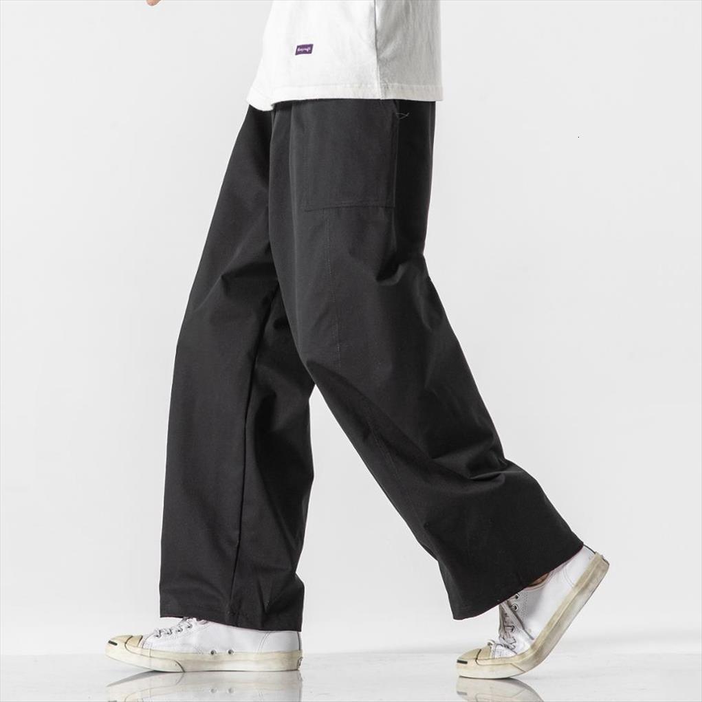 

japanese big size cargo women pant winter straight loose casual wige leg harem trousers sloid cotton breathable, Black