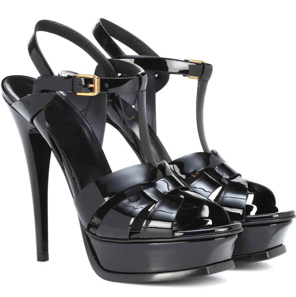 

Elegant Tribute Platform Women Sandals Patent Leather Brands Women's Intertwining Straps High Heels Lady Sandalias [Original Box,EU35-42]