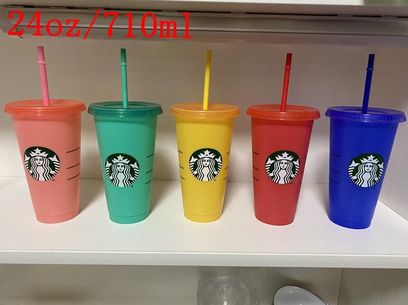 

Starbucks Mermaid Goddess 24oz/710ml Color Change Tumblers Plastic Mugs Transparent Drinking Juice With Lip And Straw Magic Coffee Cups, Multi-color