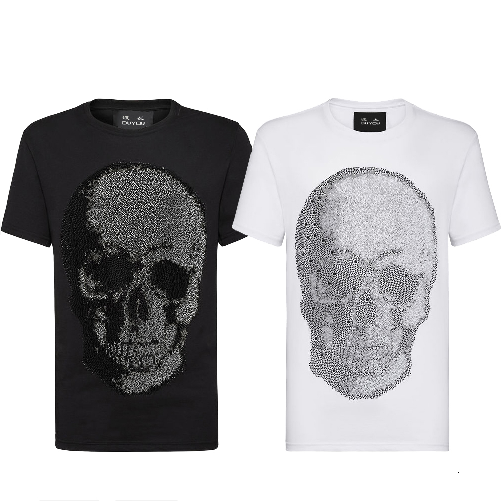 

2021 New Mens Designer t Shirt Men Short Sleeves Tshirt Man High Quality 100% Cotton Tees Male Summer Crystal Shining Big Skull T-shirts Jei, Black