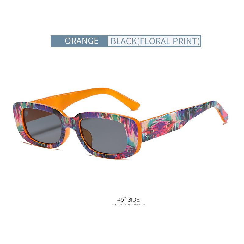 

Sunglasses 2021 Flower Pattern Small Square Color Ladies