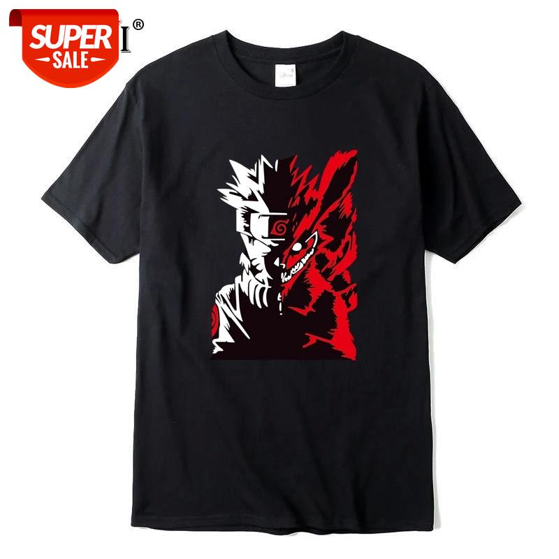 

XIN YI Men's High Quality 100% Cotton Short Sleeve Anime T-shirt Naruto T-shirt Cool tshirt o-neck t-shirt tee men streetwear #UU0o, White;black