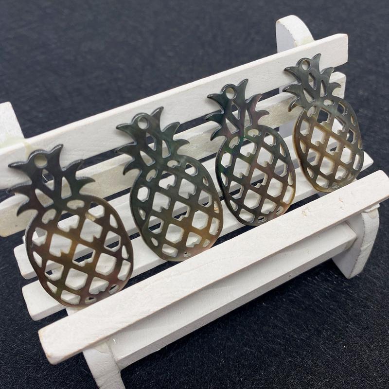 

Charms Natural Black Shell Pendant Pineapple Shape Cute Carved For Jewelry Making DIY Necklace Earring Fashion Crafts Wholesale, Bronze;silver