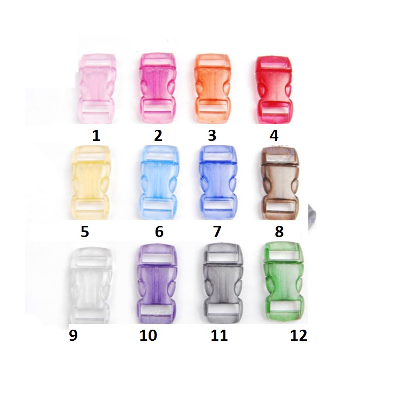 

10mm Clear colorful Inside bag buckles belt strap Diameter Of Contoured Side Paracord Bracelet Plastic connector DIY Pet Release Buckle luggage